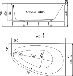 1ACReal Акриловая ванна Marseille 160x100 L – фотография-12
